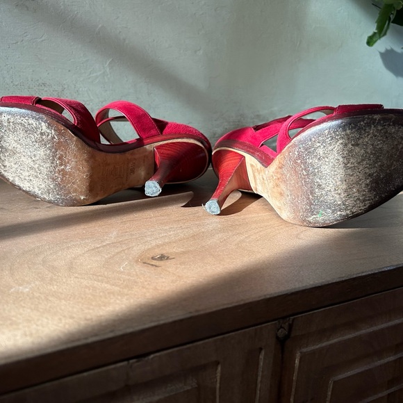 Red Suede Jimmy Choo Heels - Picture 4 of 4